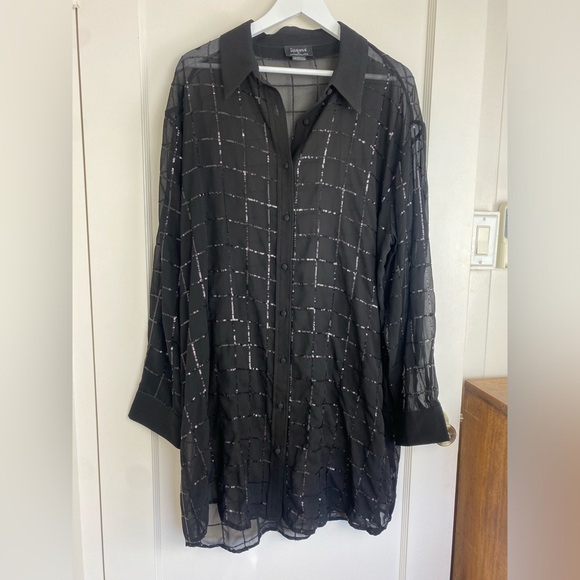 EUC! Rinku Dalamal for Anthropologie Sequin Shirt Dress Whimsigoth in Black - XL - Picture 2 of 7